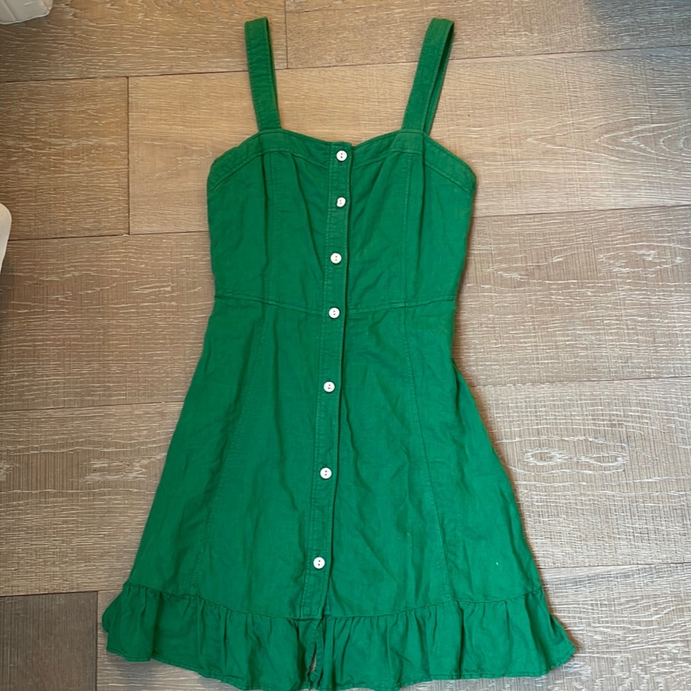 Zara Green Button-Front Sundress